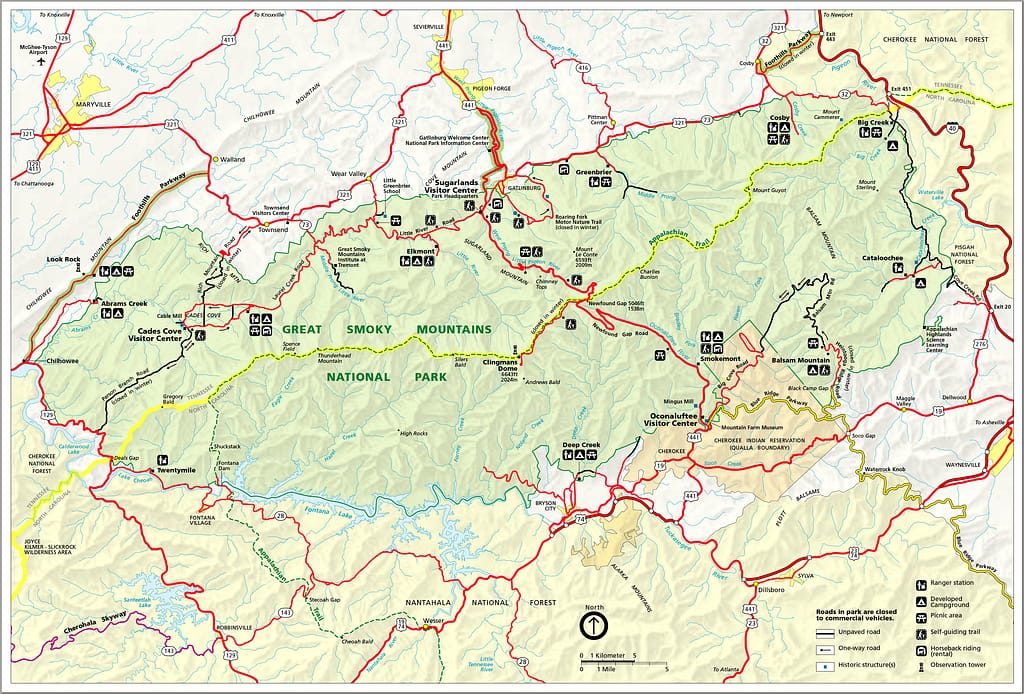seasonal mountain maps Map Of Great Smoky Mountains National Park 492d04